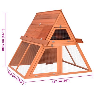 vidaXL Rabbit Hutch 152x127x109.5 cm Solid Firwood