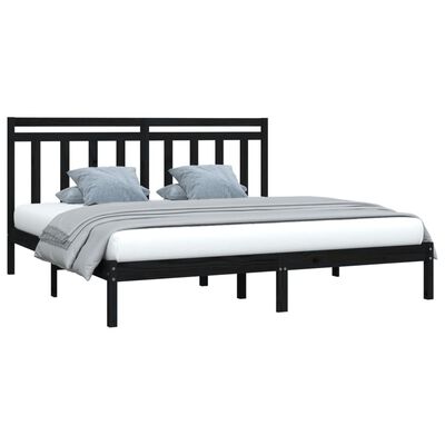 vidaXL Bed Frame without Mattress Black 180x200 cm Super King Solid Wood