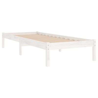 vidaXL Bed Frame without Mattress White Solid Wood Small Single