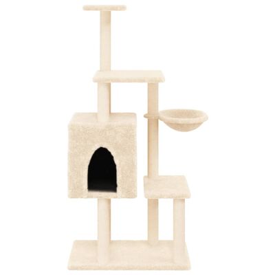 vidaXL Cat Tree with Sisal Scratching Posts Cream 131 cm