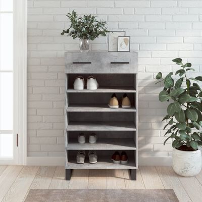 vidaXL Shoe Cabinet Concrete Grey 60x35x105 cm Engineered Wood