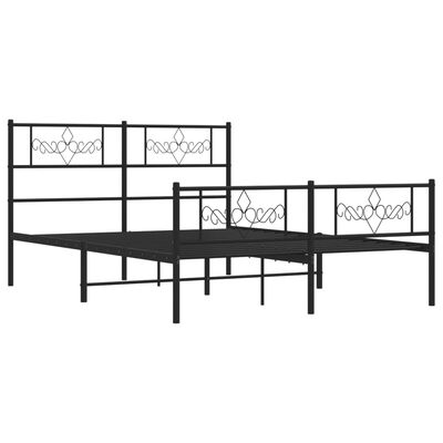 vidaXL Metal Bed Frame without Mattress with Footboard Black 135x190 cm Double