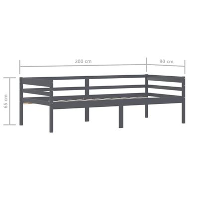 vidaXL Bed Frame without Mattress Dark Grey Solid Pinewood 90x200 cm