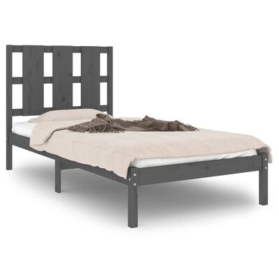 vidaXL Bed Frame without Mattress Grey 90x200 cm Solid Wood Pine