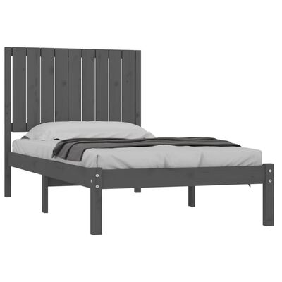 vidaXL Bed Frame without Mattress Grey 90x200 cm Solid Wood Pine