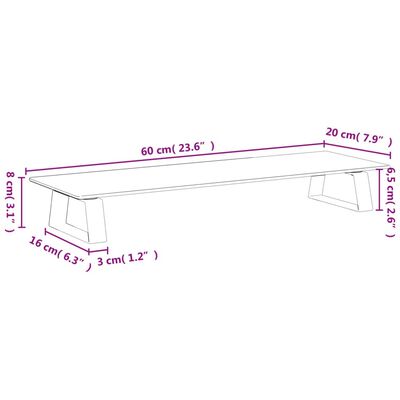 vidaXL Monitor Stand White 60x20x8 cm Tempered Glass and Metal