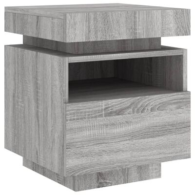 vidaXL Bedside Cabinet with LED Lights Grey Sonoma 40x39x48.5 cm