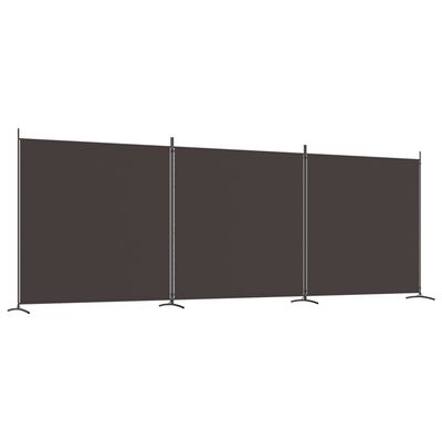 vidaXL 3-Panel Room Divider Brown 525x180 cm Fabric