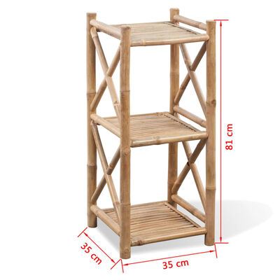 vidaXL 3-Tier Square Bamboo Shelf