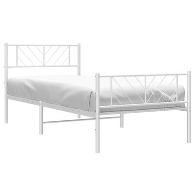 vidaXL Metal Bed Frame without Mattress with Footboard White 80x200 cm