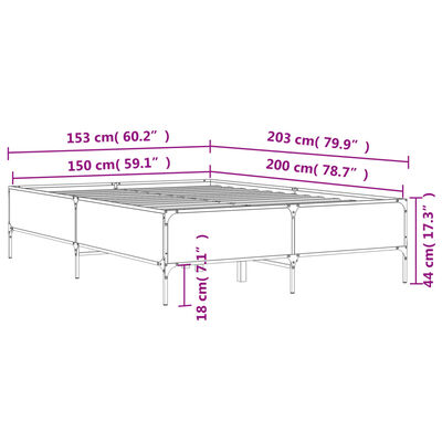 vidaXL Bed Frame without Mattress Smoked Oak 150x200 cm King Size