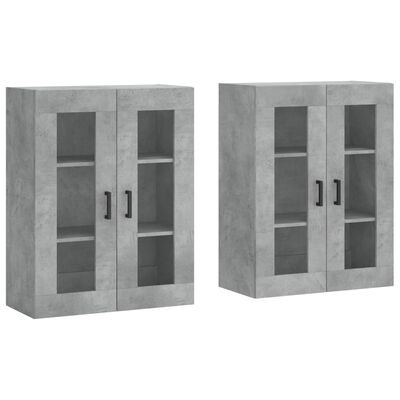 vidaXL Wall Mounted Cabinets 2 pcs Concrete Grey Engineered Wood