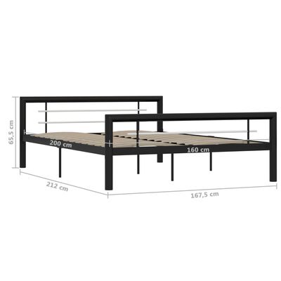 vidaXL Bed Frame without Mattress Black and White Metal 160x200 cm