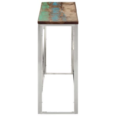 vidaXL Console Table Silver Stainless Steel and Solid Wood Reclaimed