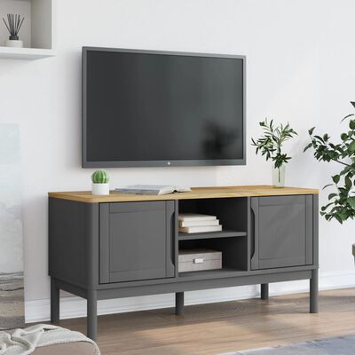 vidaXL TV Cabinet FLORO Grey 114x43x55 cm Solid Pine Wood