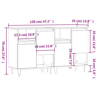 vidaXL Sideboards 2 pcs Black Engineered Wood