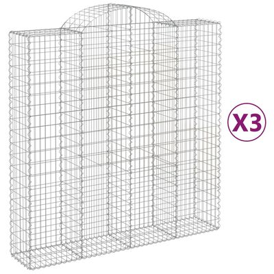 vidaXL Arched Gabion Baskets 3 pcs 200x50x200/220 cm Galvanised Iron