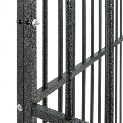 vidaXL Dog Playpen 12 Panels Black Galvanised Steel