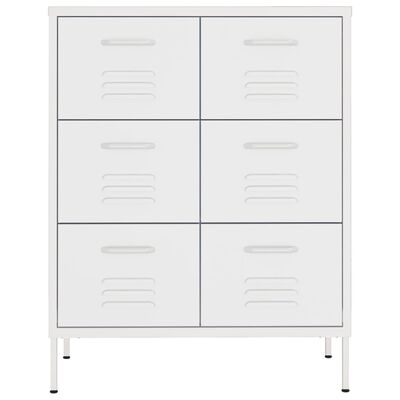 vidaXL Drawer Cabinet White 80x35x101.5 cm Steel