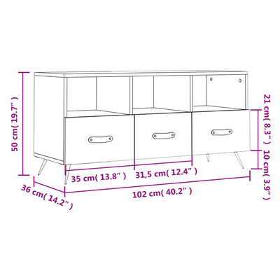 vidaXL TV Cabinet Smoked Oak 102x36x50 cm Engineered Wood