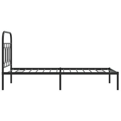 vidaXL Metal Bed Frame without Mattress with Headboard Black 90x190 cm Single