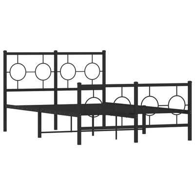 vidaXL Metal Bed Frame without Mattress with Footboard Black 120x190 cm Small Double