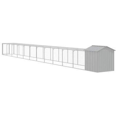 vidaXL Chicken Cage with Run Light Grey 117x1221x123 cm Galvanised Steel