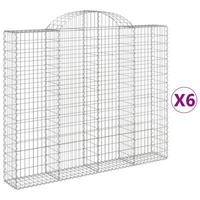 vidaXL Arched Gabion Baskets 6 pcs 200x30x160/180 cm Galvanised Iron