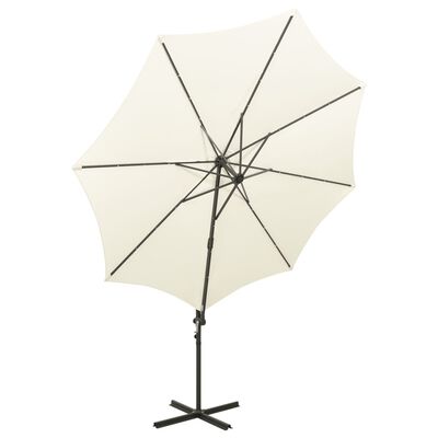 vidaXL Cantilever Garden Parasol with Pole and LED Lights Sand 300 cm