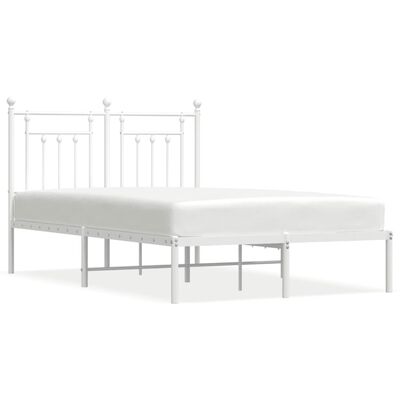 vidaXL Metal Bed Frame without Mattress with Headboard White 120x190 cm Small Double