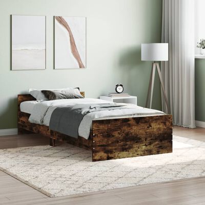 vidaXL Bed Frame without Mattress Smoked Oak 90x190 cm Single Engineered Wood