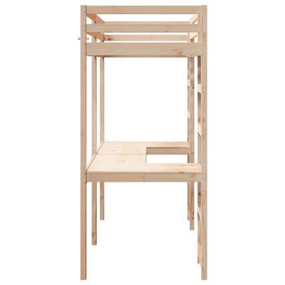 vidaXL Loft Bed Frame without Mattress 75x190 cm Small Single Solid Wood Pine