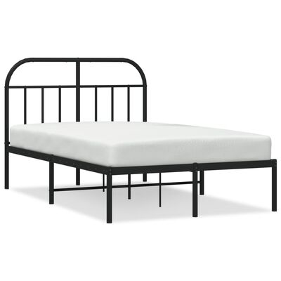 vidaXL Metal Bed Frame without Mattress with Headboard Black 120x190 cm Small Double