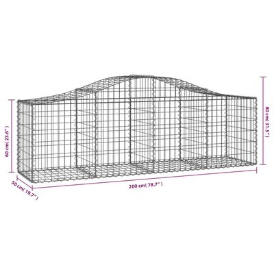 vidaXL Arched Gabion Baskets 3 pcs 200x50x60/80 cm Galvanised Iron