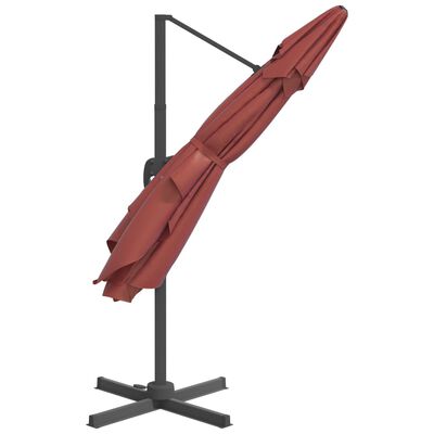 vidaXL LED Cantilever Garden Parasol Terracotta 400x300 cm