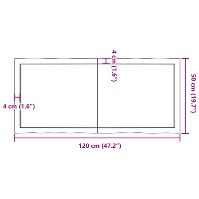 vidaXL Table Top 120x50x(2-4) cm Untreated Solid Wood Live Edge