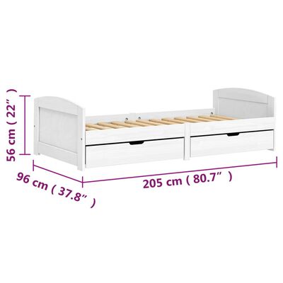 vidaXL Day Bed with 2 Drawers without Mattress "IRUN" White 90x200 cm