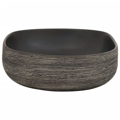 vidaXL Countertop Basin Grey and Black Oval 59x40x14 cm Ceramic