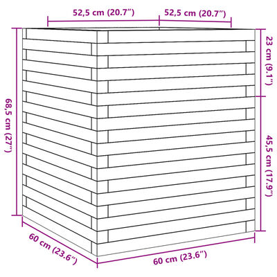 vidaXL Garden Planter 60x60x68.5 cm Impregnated Wood Pine