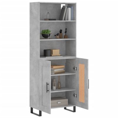 vidaXL Highboard Concrete Grey 69.5x34x180 cm Engineered Wood