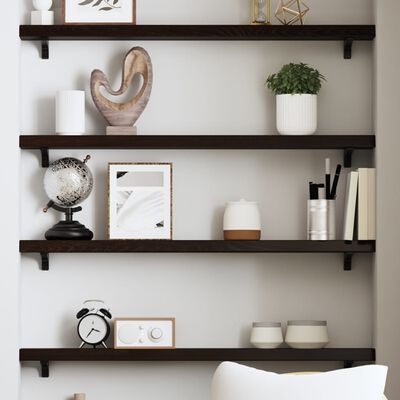 vidaXL Wall Shelf Dark Brown 80x10x4 cm Treated Solid Wood Oak