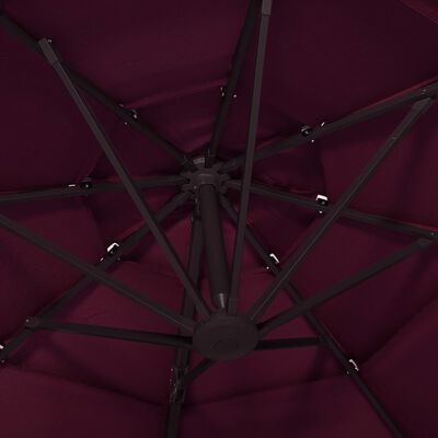 vidaXL 4-Tier Garden Parasol with Aluminium Pole Bordeaux Red 3x3 m