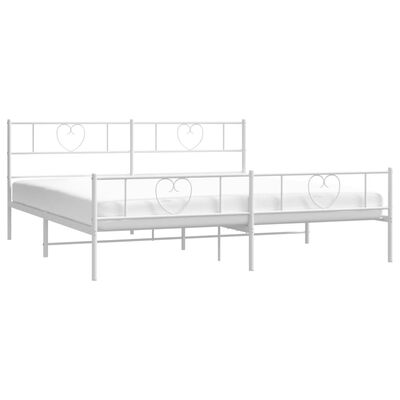 vidaXL Metal Bed Frame without Mattress with Footboard White 183x213 cm