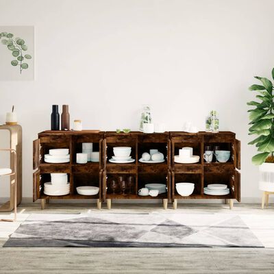 vidaXL Sideboards 3 pcs Smoked Oak 60x35x70 cm Engineered Wood