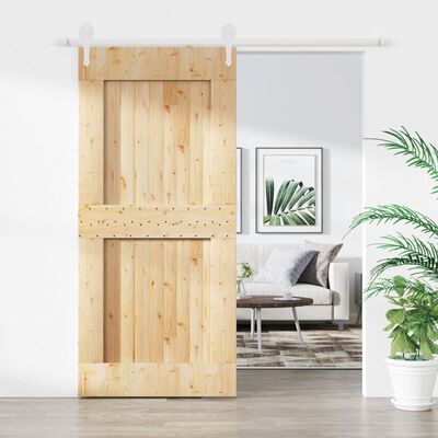 vidaXL Sliding Door with Hardware Set 95x210 cm Solid Wood Pine