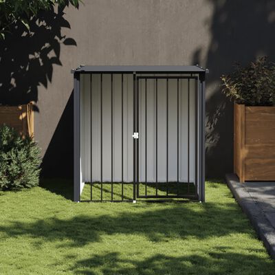 vidaXL Dog House with Roof Black 110x103x109 cm Galvanised Steel