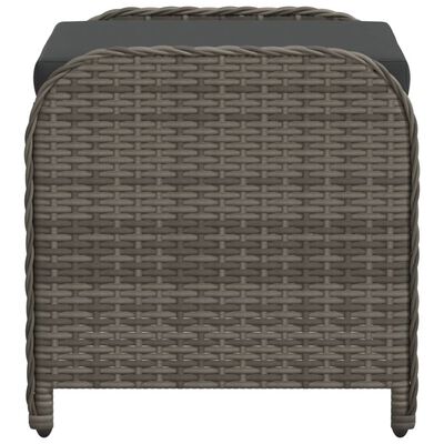 vidaXL Garden Stool with Cushion Grey 58x46x46 cm Poly Rattan