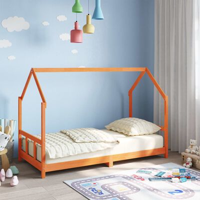 vidaXL Kids Bed Frame Wax Brown 90x190 cm Solid Wood Pine