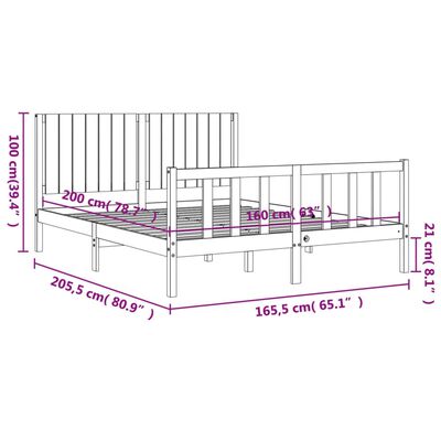 vidaXL Bed Frame without Mattress 160x200 cm Solid Wood Pine