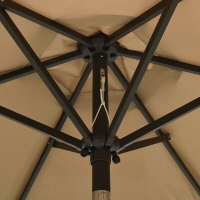 vidaXL Garden Parasol with LED Lights Taupe 200x211 cm Aluminium